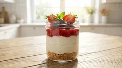 Protein cheesecake in a jar is a simple and healthy treat for every day.